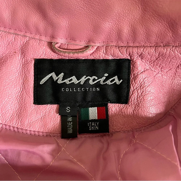 Marcia Collection Cafe Racer Pink Black Leather Women's Motorcycle Jacket Small - Picture 4 of 6
